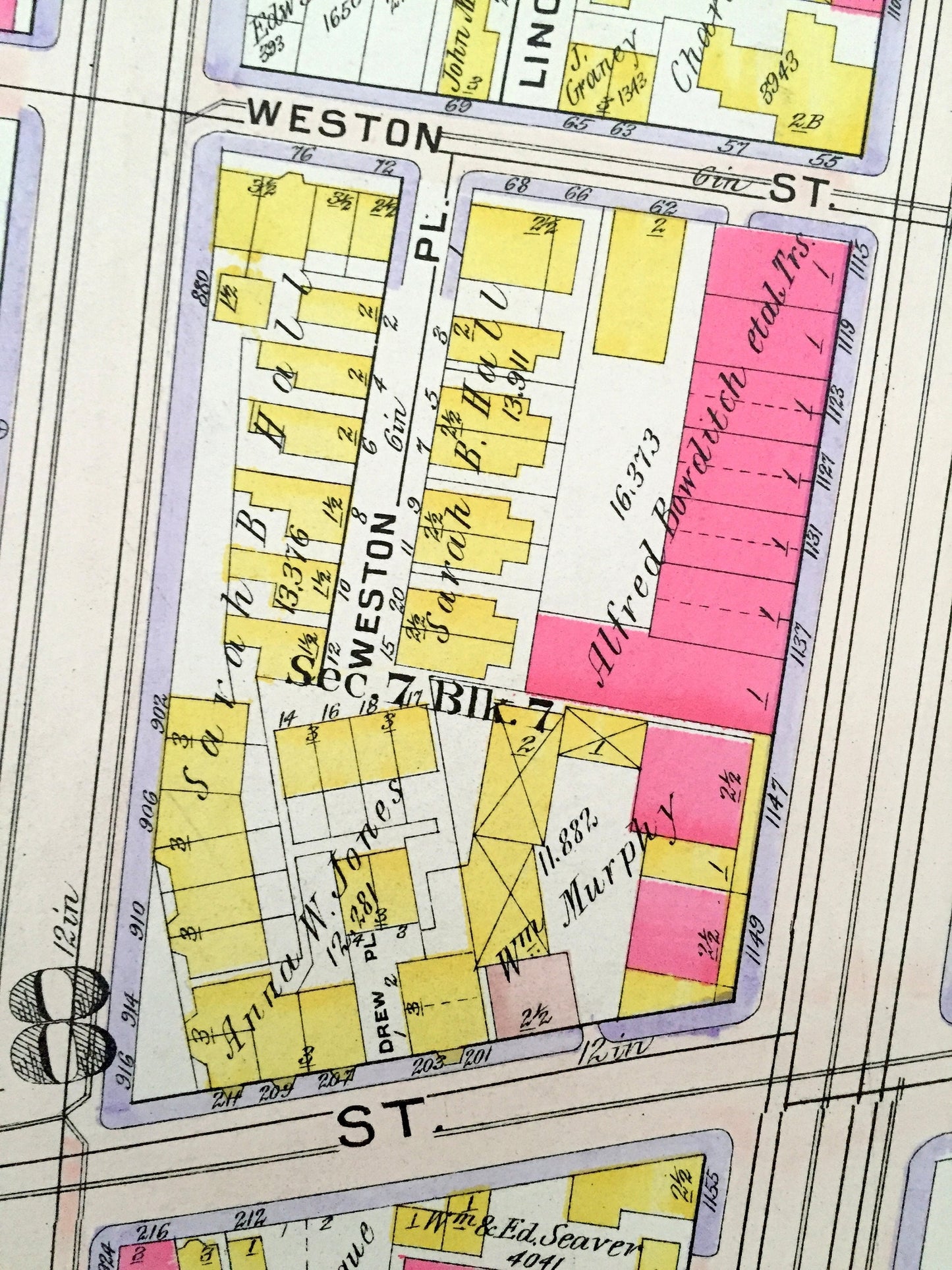Antique 1906 Brookline, Massachusetts Map from GW Bromley Atlas – Roxbury, Boston, Suffolk County, Mission Hill, Northeastern, Wentworth
