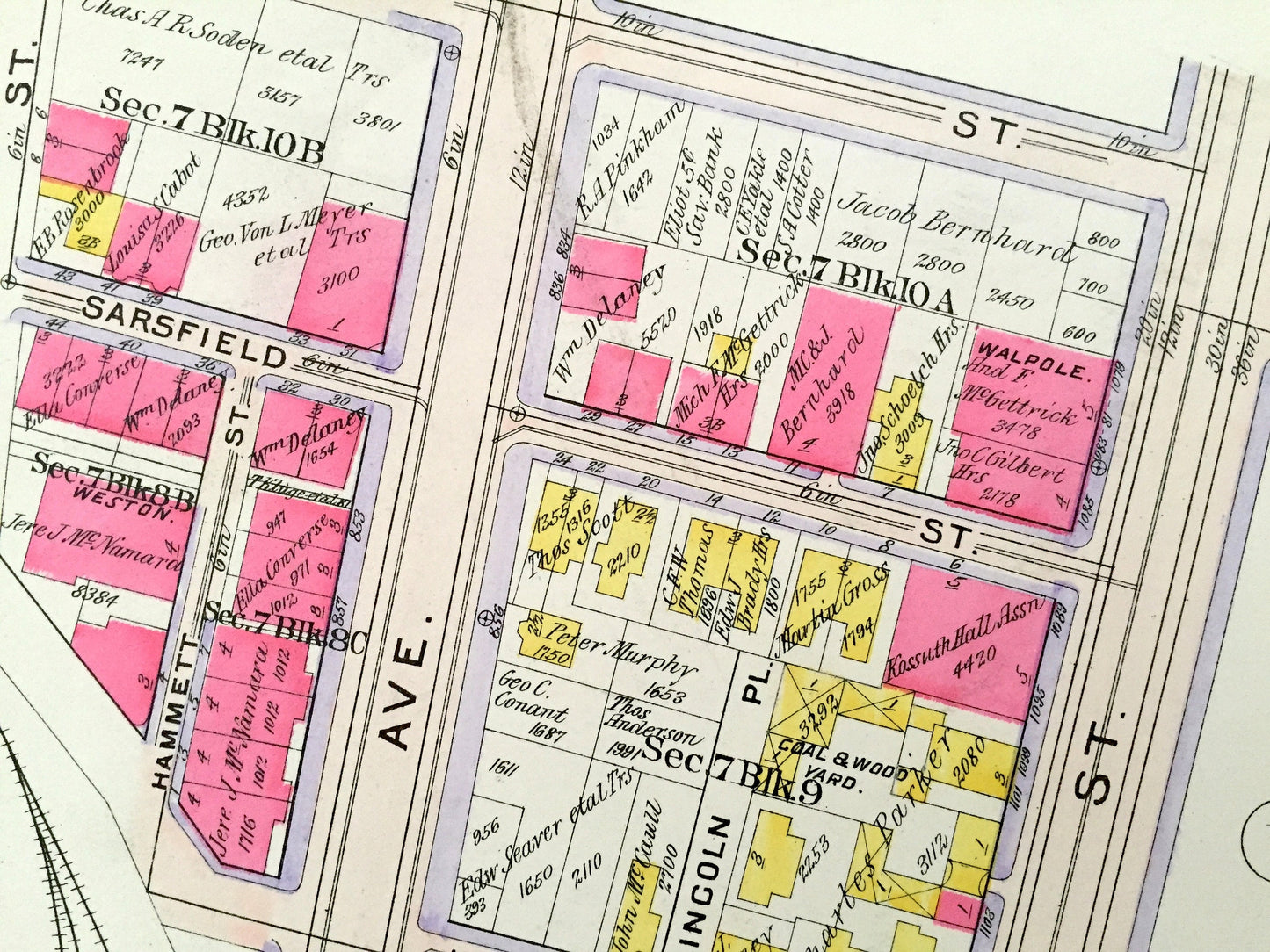 Antique 1906 Brookline, Massachusetts Map from GW Bromley Atlas – Roxbury, Boston, Suffolk County, Mission Hill, Northeastern, Wentworth