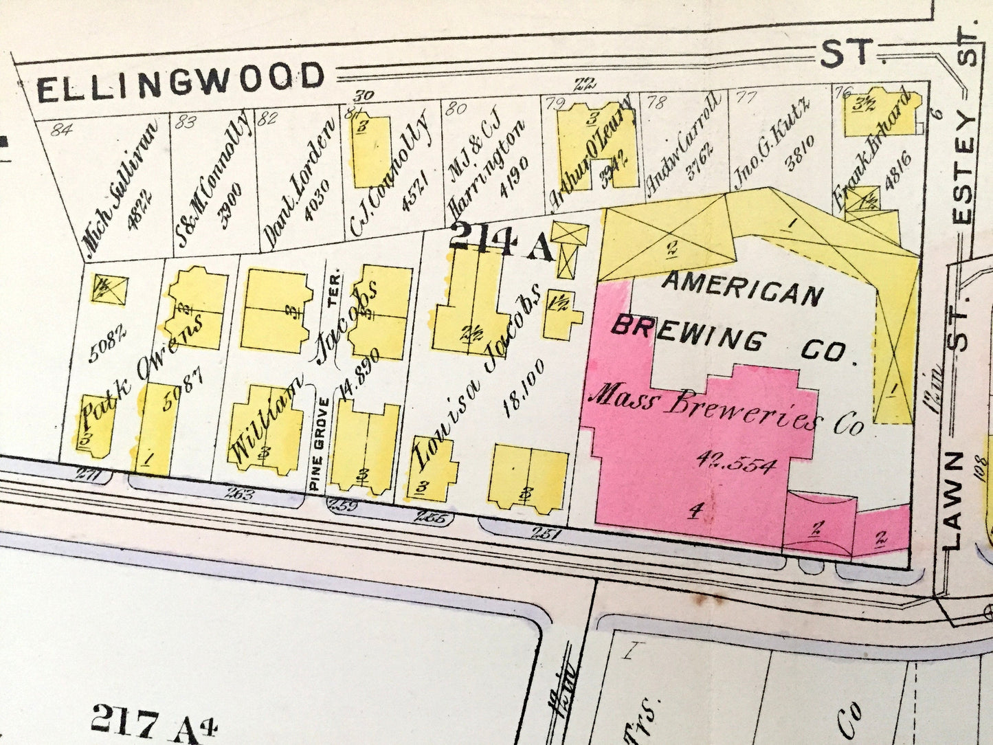 Antique 1906 Brookline, Massachusetts Map from GW Bromley Atlas – Boston, Suffolk County, Roxbury, Mission Hill, Lower, Riverway, Olmsted