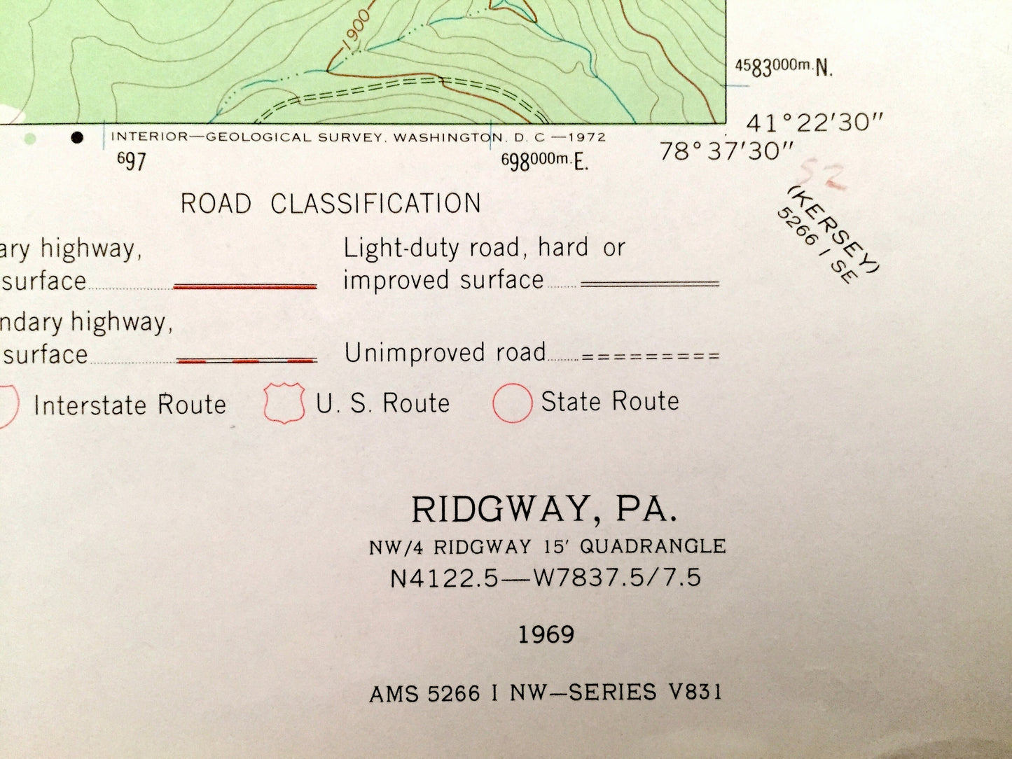 Antique Ridgway, Pennsylvania 1969 US Geological Survey Topographic Map – Elk County, Johnsonburg, Daguscahonda, Benzinger, Fox, Montmorenci