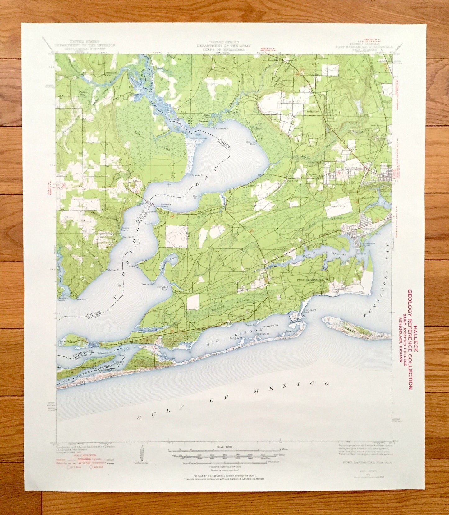 Antique Fort Barrancas, Florida 1941 US Geological Survey Topographic Map – Escambia County, Seaglades, Pleasant Grove, Pensacola, Alabama