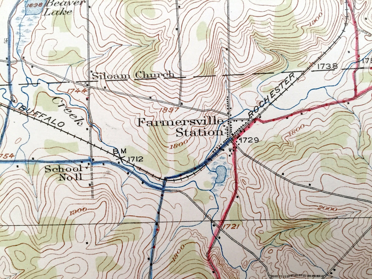 Antique Franklinville, New York 1924 US Geological Survey Topographic Map - Cattaraugus County, Yorkshire, Freedom, Farmersville, Lyndon, NY