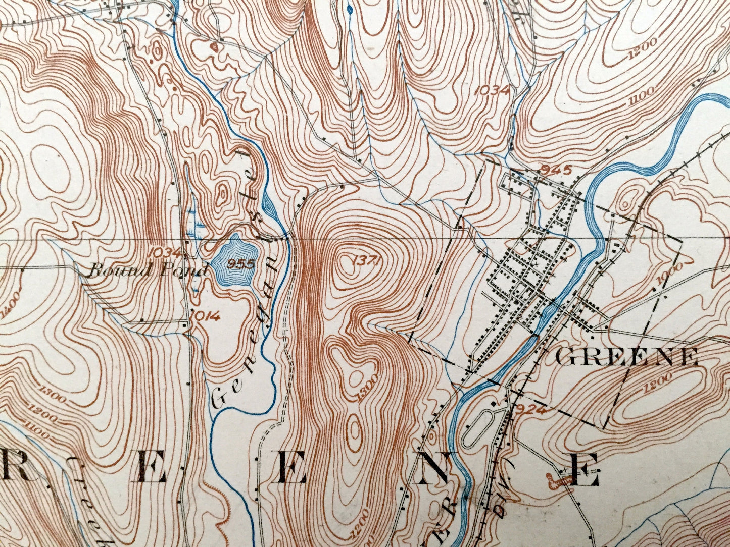 Antique Greene, New York 1904 US Geological Survey Topographic Map – Cortland, Broome, Chenango County, Whitney Point, Willett, Triangle, NY