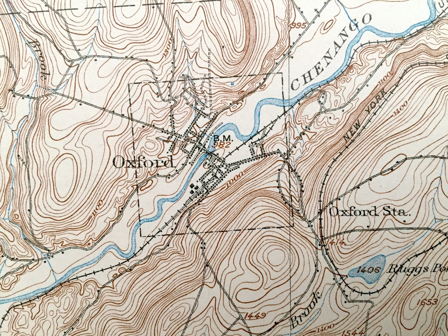 Antique Oxford, New York 1904 US Geological Survey Topographic Map – Chenango County, McDonough, Preston, Norwich, Smithville, Guilford, NY