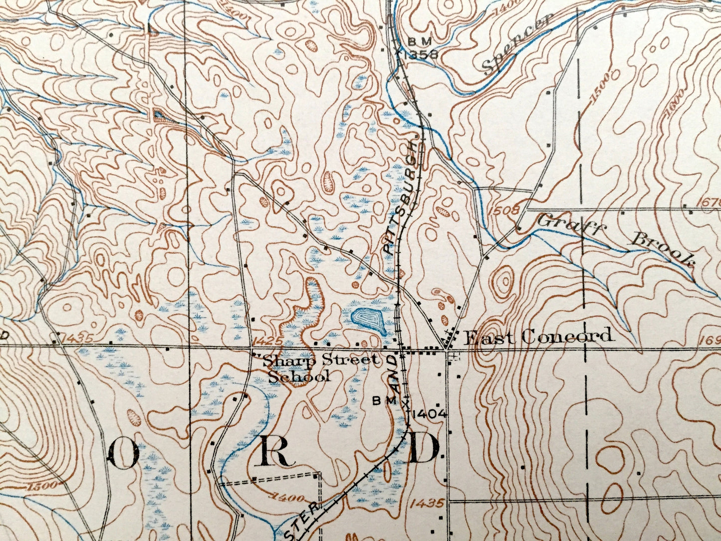 Antique Springville, New York 1925 US Geological Survey Topographic Map - Concord, Sardinia, Ashford, Yorkshire, Boston, Colden, Holland