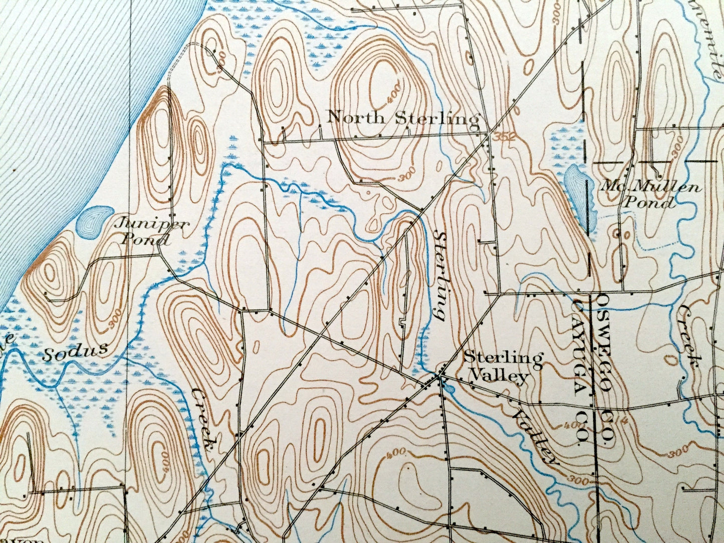 Antique Oswego, New York 1900 US Geological Survey Topographic Map – Cayuga County, Sterling, Hannibal, Wolcott, Minetto, Fairhaven, NY