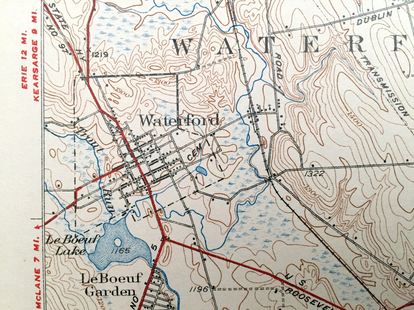 Antique Union City, Pennsylvania 1932 US Geological Survey Topographic Map - Waterford, Amity, Leboeuf, Bloomfield, Athens, Richmond, Sparta