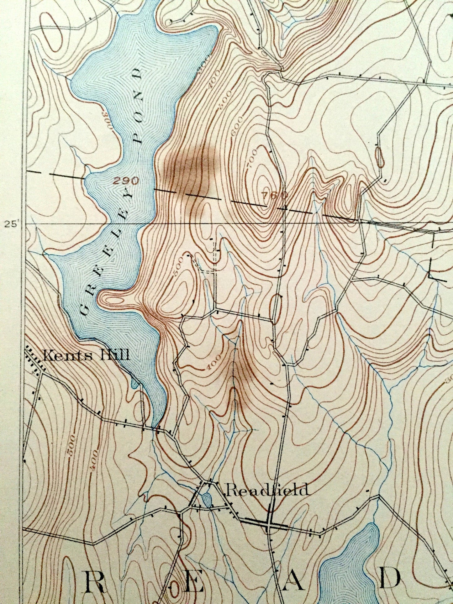 Antique Augusta, Maine 1892 US Geological Survey Topographic Map – Hallowell, Winthrop, Farmington Belgrade Sidney Readfield Mount Vernon ME
