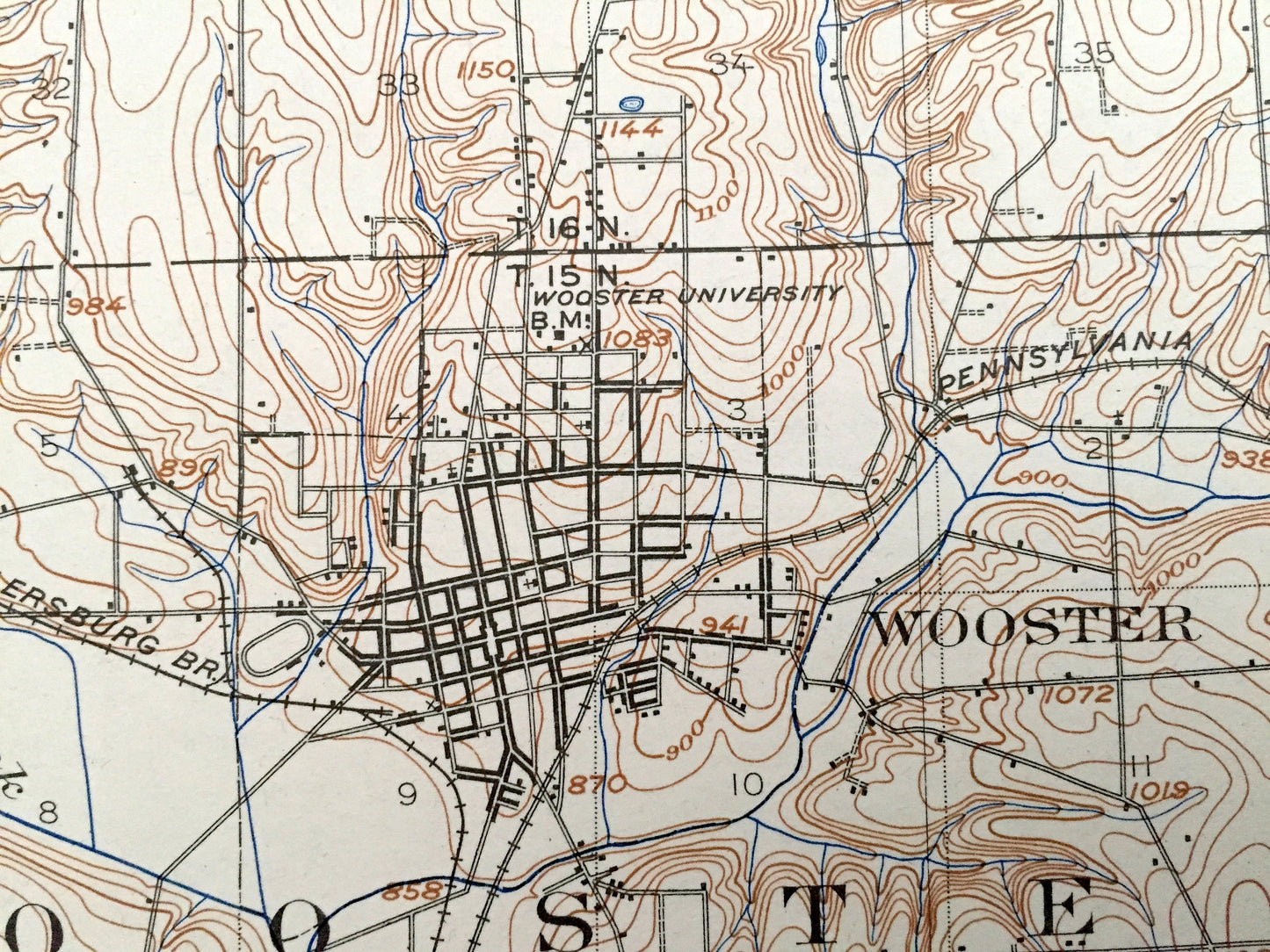 Antique Wooster, Ohio 1903 US Geological Survey Topographic Map - Franklin, East Union, Plain, Wayne, Green, Baughman, Chippewa, Westfield
