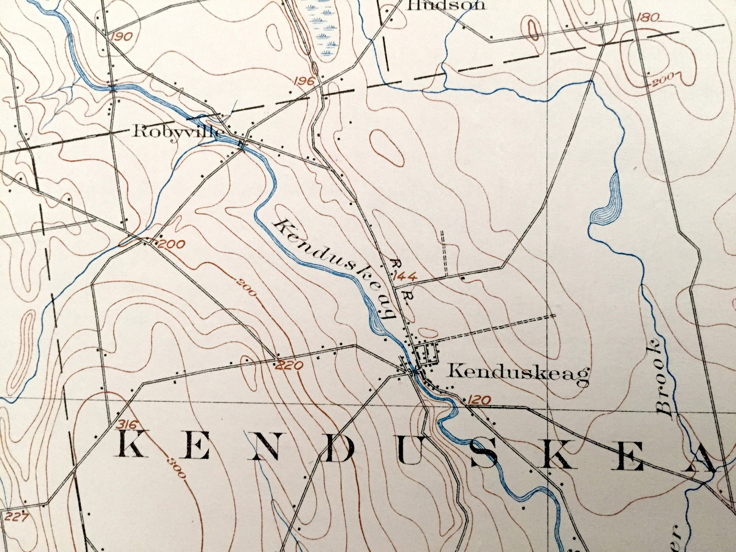 Antique Bangor, Maine 1902 US Geological Survey Topographic Map – Brewer, Hampden, Hermon, Orono, Pushaw Lake, Old Town, Penobscot County ME