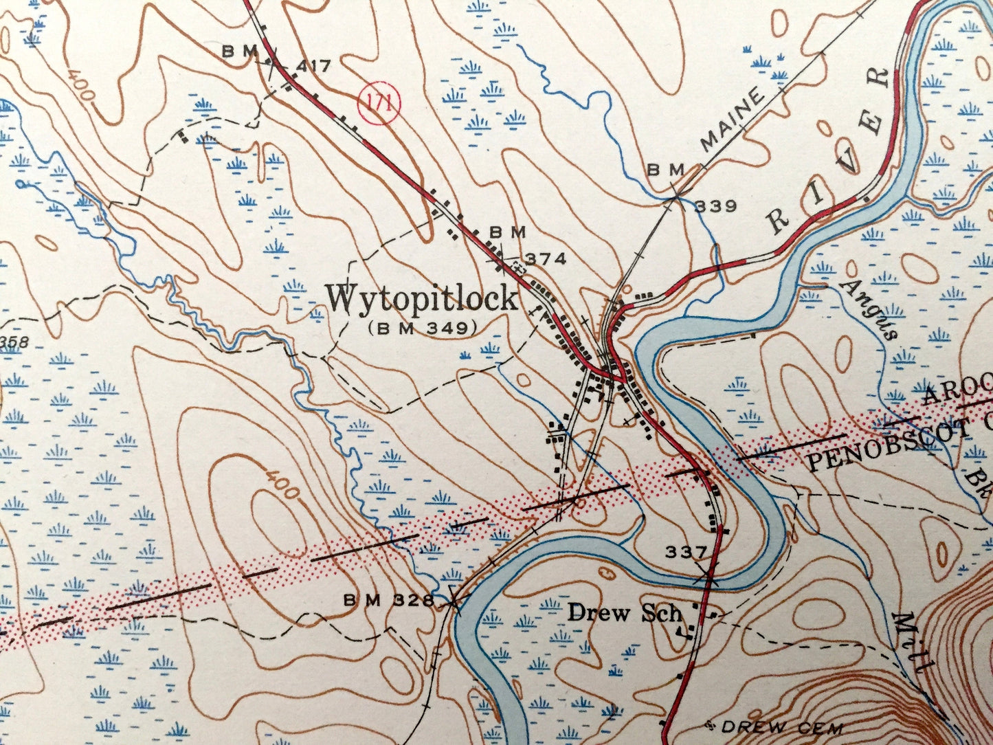 Antique Wytopitlock, Maine 1941 US Geological Survey Topographic Map – Kingman, Reed, Bancroft, Webster, Prentiss, Aroostook, Penobscot