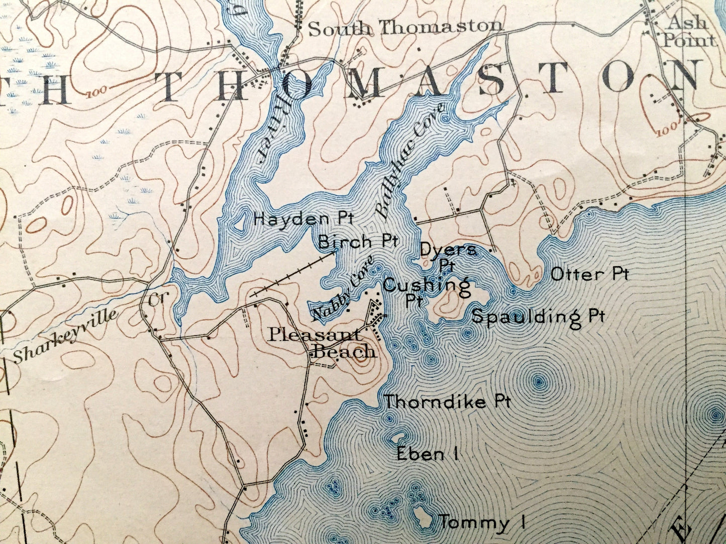 Antique Rockland, Maine 1906 US Geological Survey Topographic Map – Rockport, Camden, Thomaston, Owls Head, Muscle Ridge, St George, Knox ME