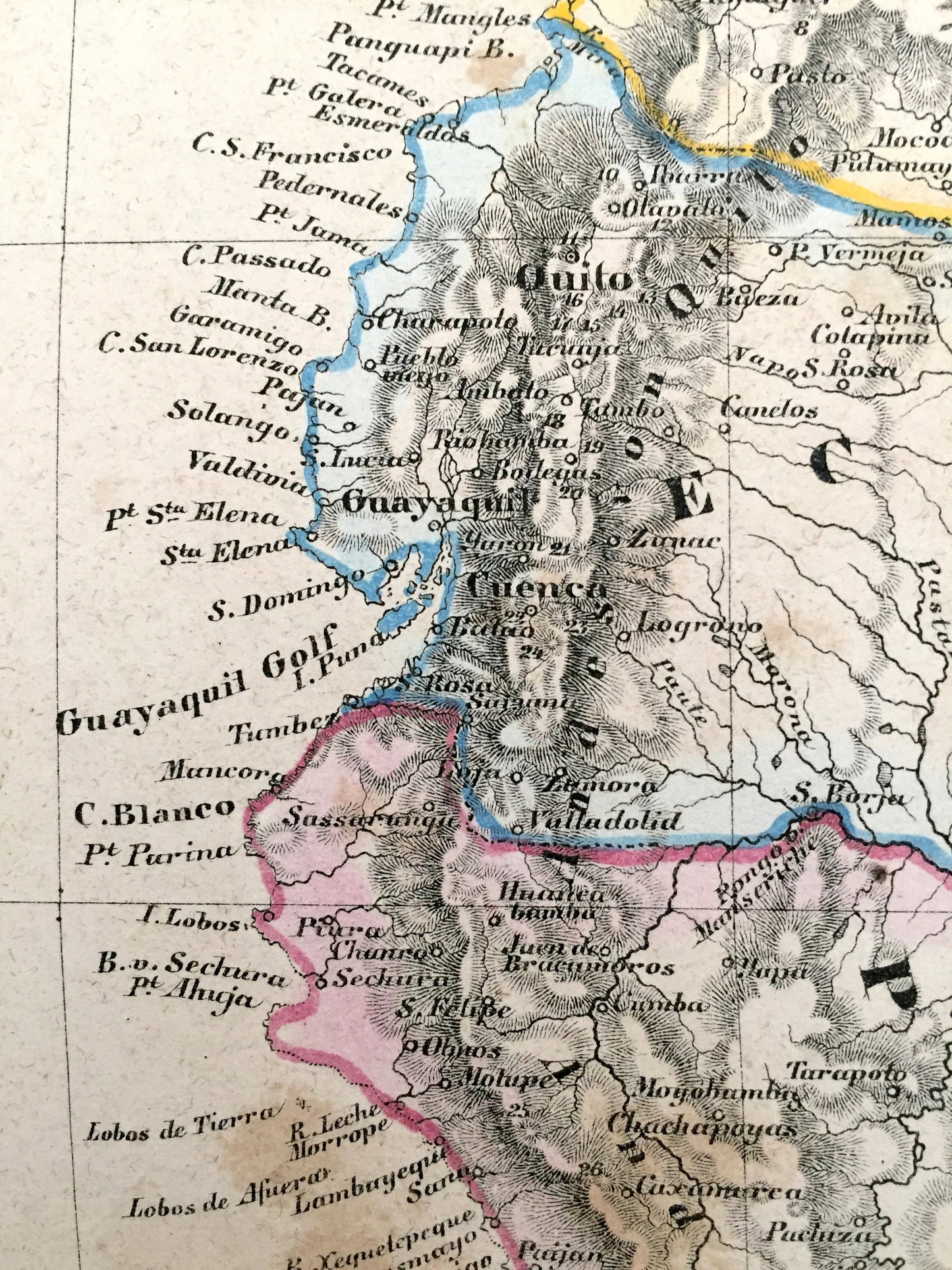 Antique 1855 South America Map from Sohr Berghaus Atlas by Carl Flemming – Süd Amerika, Venezuela, Colombia, Brazil, Peru, Galápagos Islands