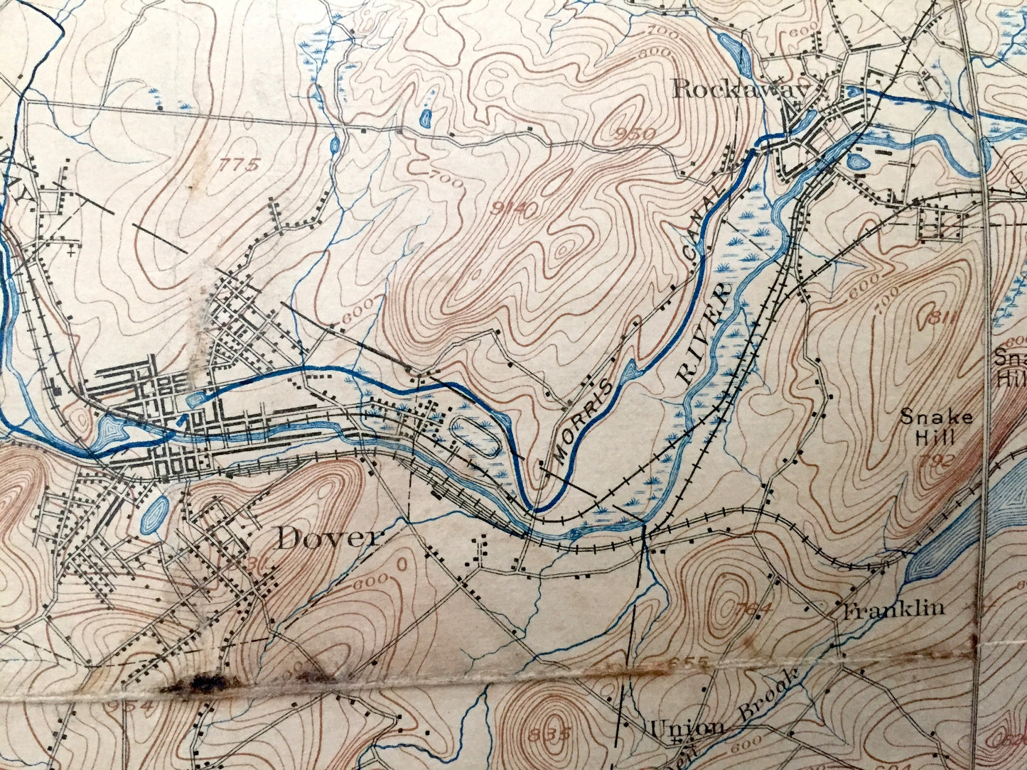 Antique 1903 New Jersey, New York & Pennsylvania US Geological Survey Topographic Map – Hudson River Valley, Montclair, Upstate, Passaic, NJ