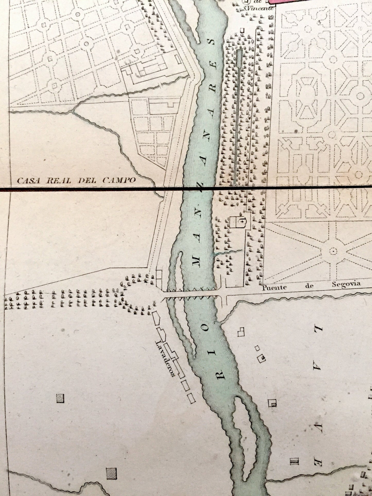 Antique 1831 Madrid, Spain Map from SDUK Atlas – Centro, Cortes, Imperial, Embajadores, Palos de la Frontera, Malasana, Rio Manzanares