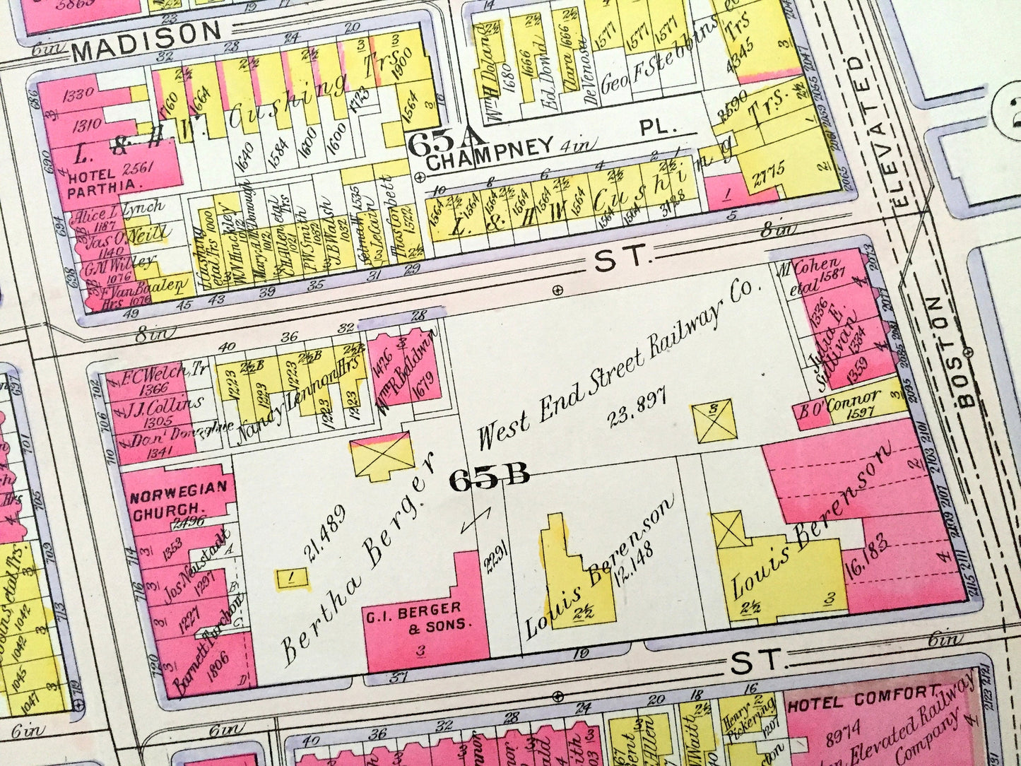 Antique 1906 Roxbury, Massachusetts Map from GW Bromley Atlas – Boston, Suffolk County, Fort Hill, Frederick Douglass, Madison Park School