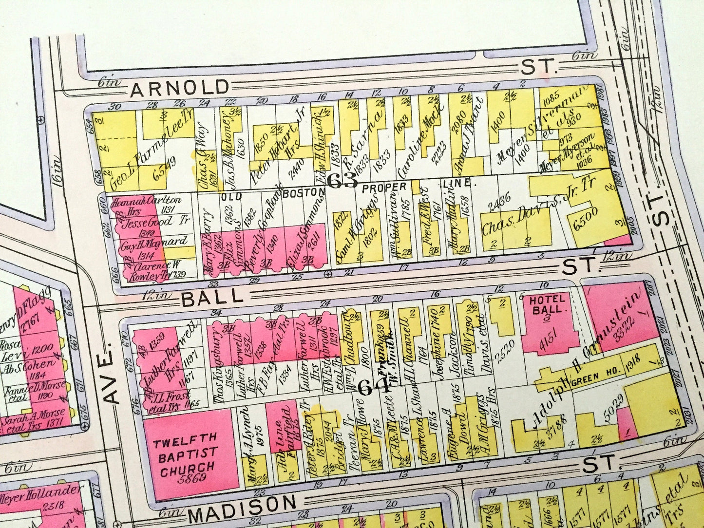 Antique 1906 Roxbury, Massachusetts Map from GW Bromley Atlas – Boston, Suffolk County, Fort Hill, Frederick Douglass, Madison Park School
