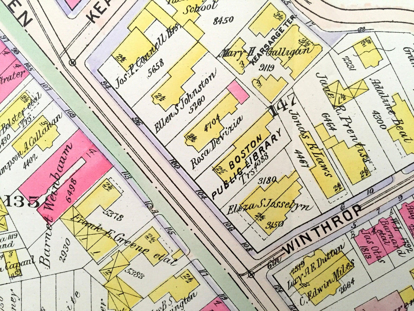 Antique 1906 Roxbury, Massachusetts Map from GW Bromley Atlas – Boston, Suffolk County, Fort Hill, Dudley Square, Hibernian Hall, Malcolm X