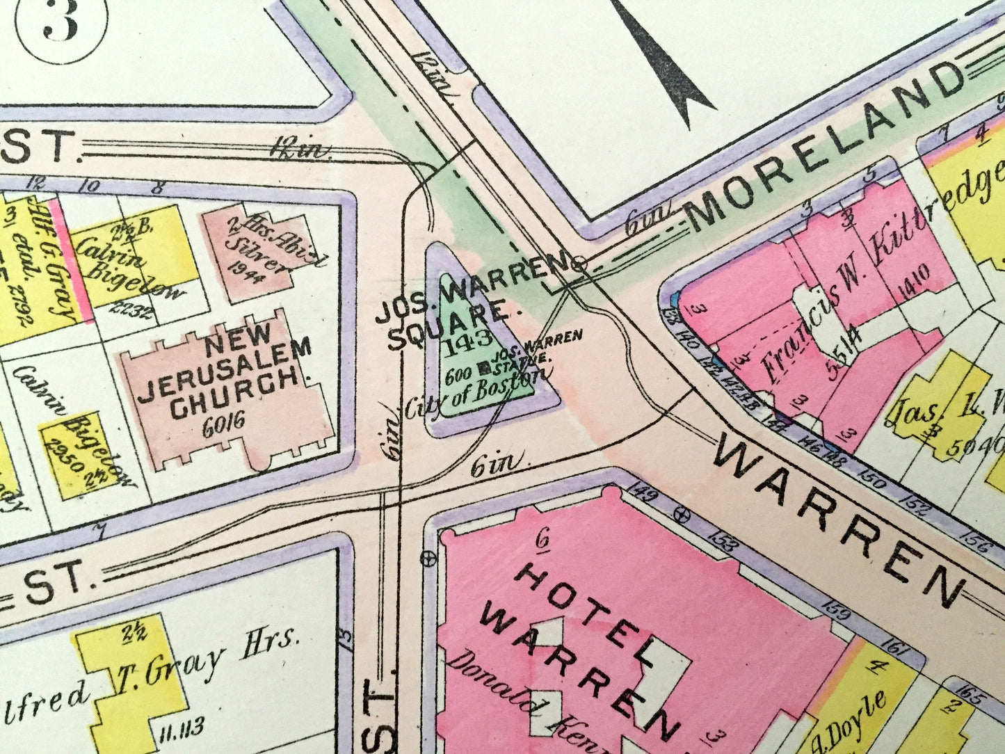 Antique 1906 Roxbury, Massachusetts Map from GW Bromley Atlas – Boston, Suffolk County, Fort Hill, Dudley Square, Malcolm X, Warren Square