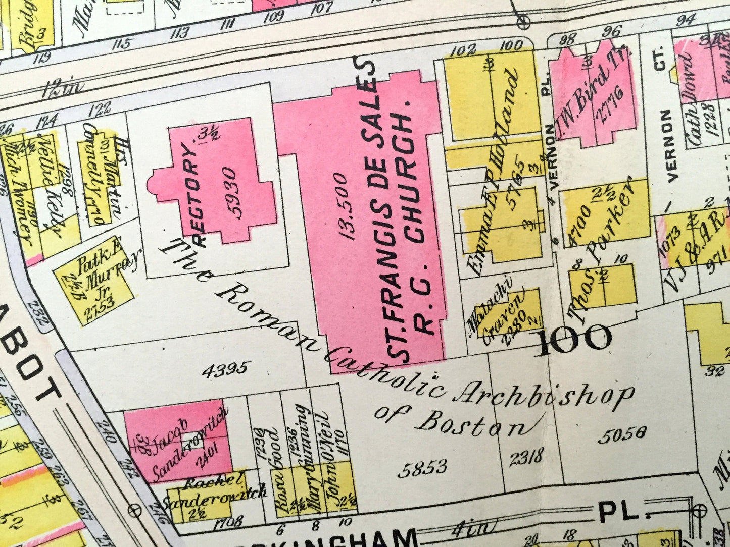 Antique 1906 Roxbury, Massachusetts Map from GW Bromley Atlas – Boston, Suffolk County, Fort Hill, Dudley Square, Malcolm X, John Eliot, MA