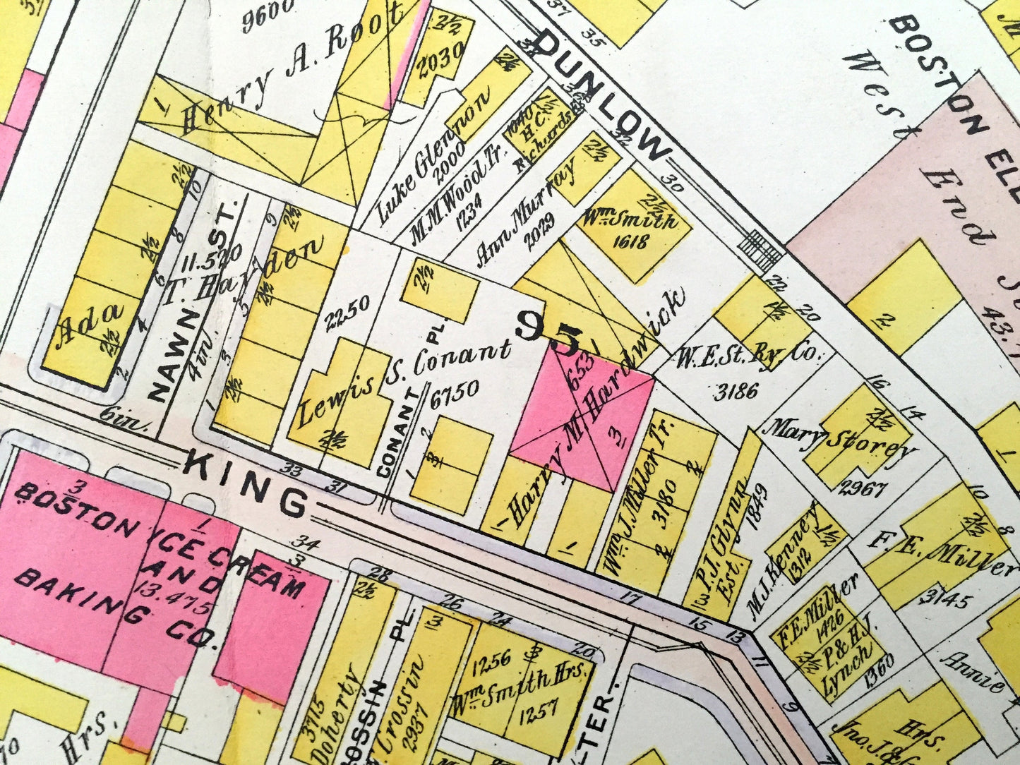 Antique 1906 Roxbury & Brookline, Massachusetts Map from GW Bromley Atlas – Boston, Suffolk County, Fort Hill, John Eliot Square, Mission