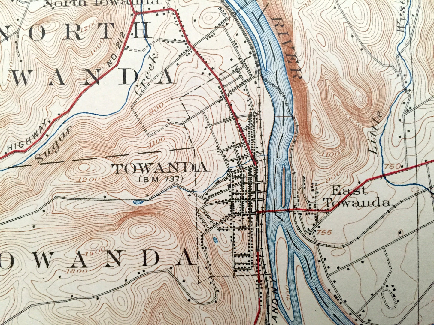Antique Towanda, Pennsylvania 1926 US Geological Survey Topographic Map – Wysox, Standing Stone, Herrick, Orwell, Rome, Sheshequin, Windham