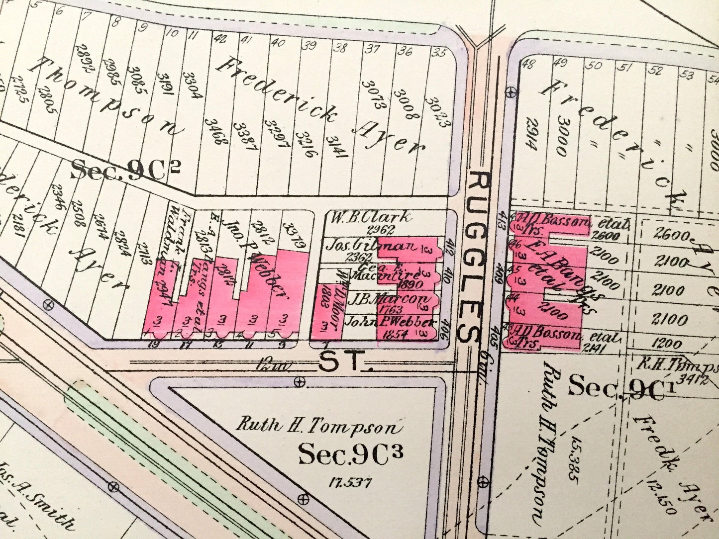 Antique 1906 Boston, Massachusetts Map from GW Bromley Atlas – Museum of Fine Art, Isabella Stuart, Suffolk County, Brookline, West Fens, MA