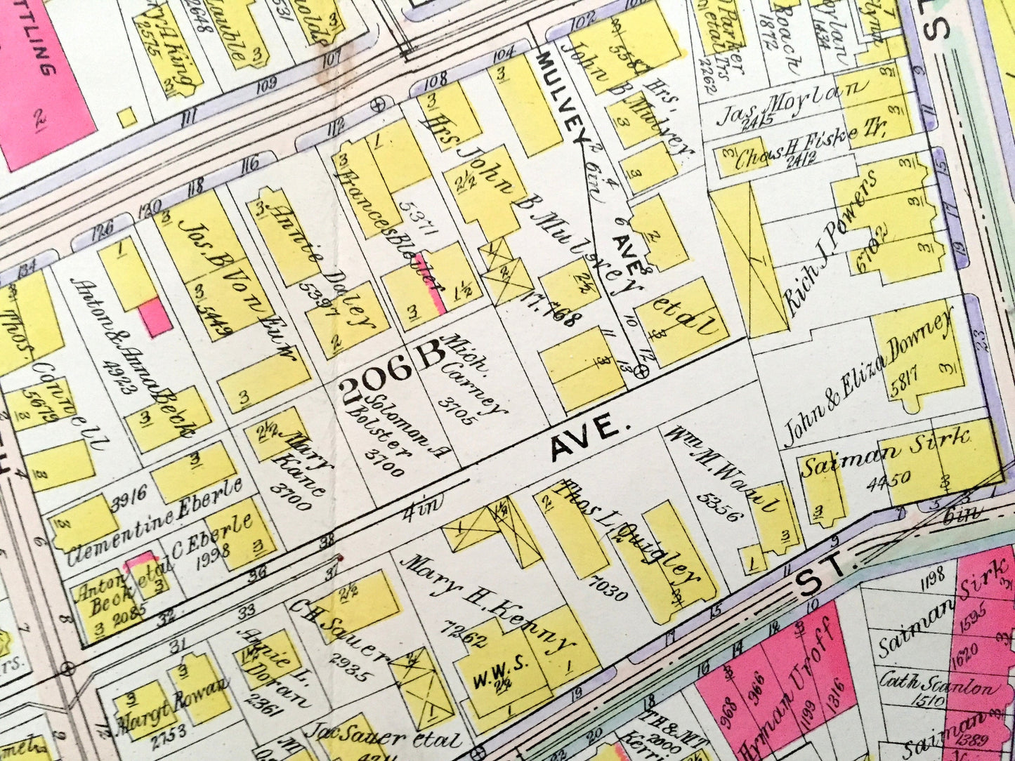 Antique 1906 Brookline, Massachusetts Map from GW Bromley Atlas – Boston, Suffolk County, Roxbury, Mission Hill, Lower, Heath Square, Fort