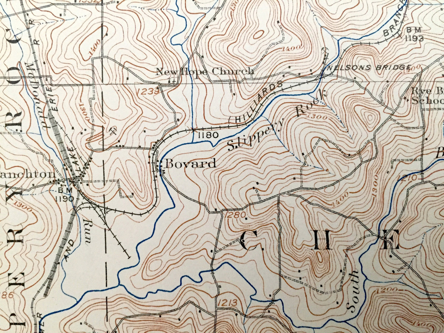 Antique Hilliards, Pennsylvania 1912 US Geological Survey Topographic Map - Washington, Cherry, Clay, Concord, Fairview, Parker, Marion