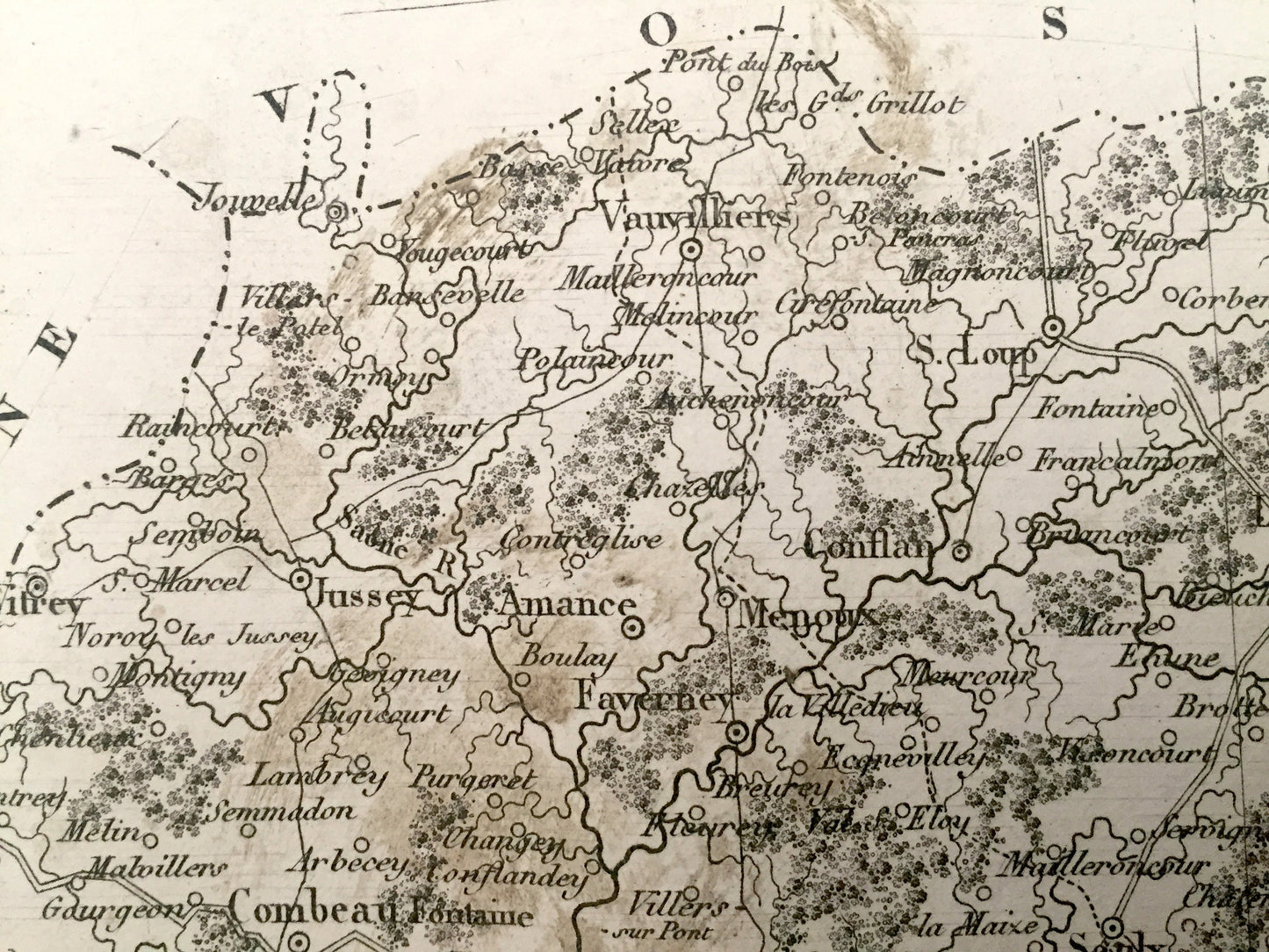 Antique 1833 Haute-Saône Department, France Map from Petit Atlas National by V. Monin – Haute-Saone, Bourgogne-Franche-Comté Region
