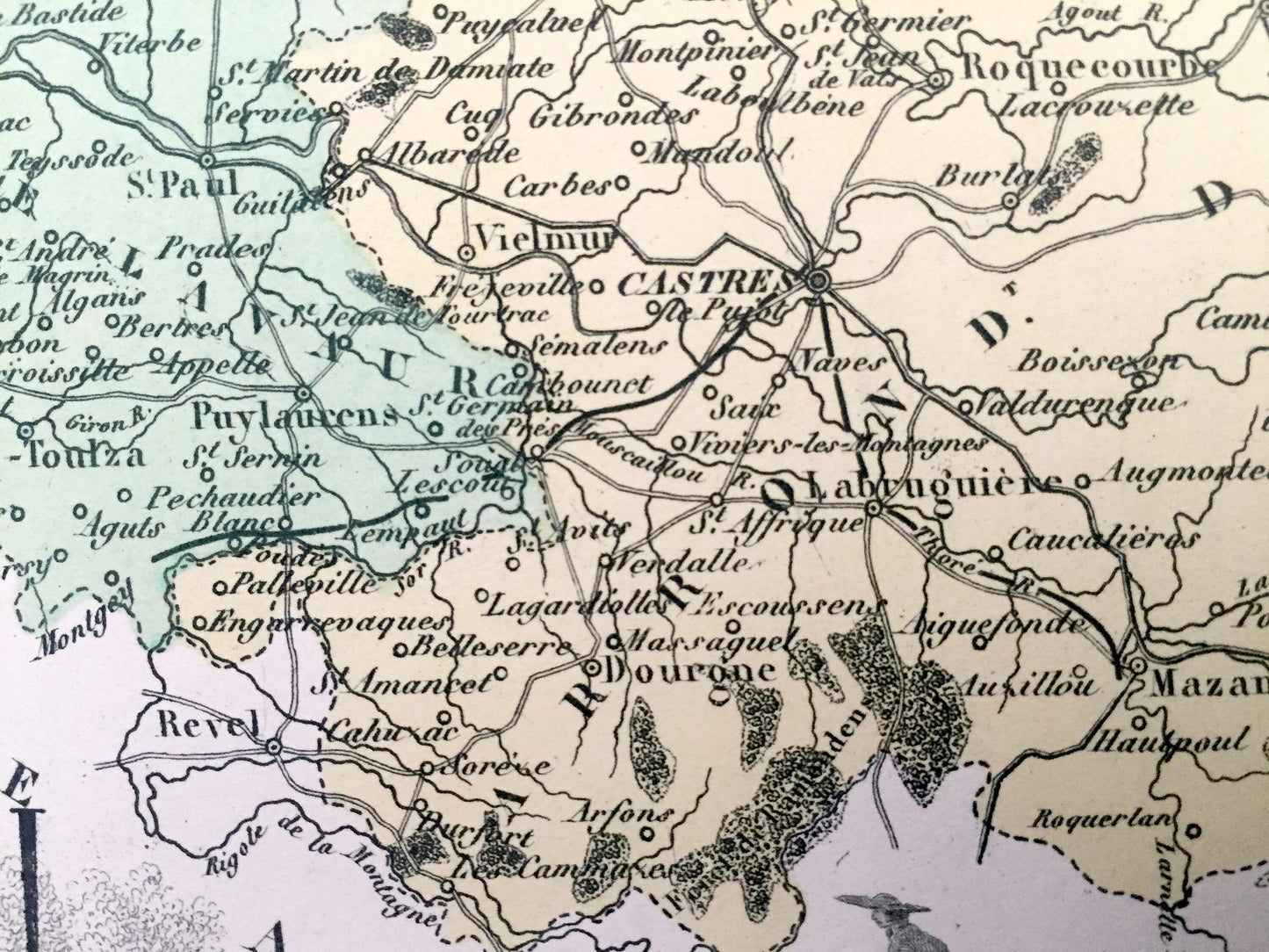 Antique 1858 Tarn Department, France Map from France and its Colonies by Alexandre Vuillemin – Albi, Alby, Castres, Gaillac, Graulhet