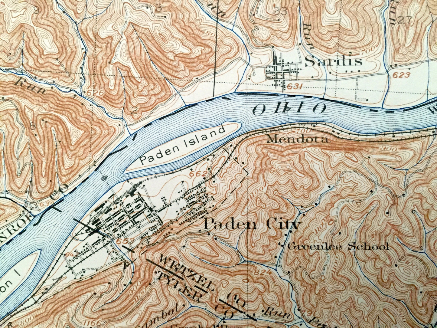 Antique New Martinsville, West Virginia 1926 US Geological Survey Topographic Map – Wetzel County, Magnolia, Brooklyn, Oak, Conaway, Goodwin