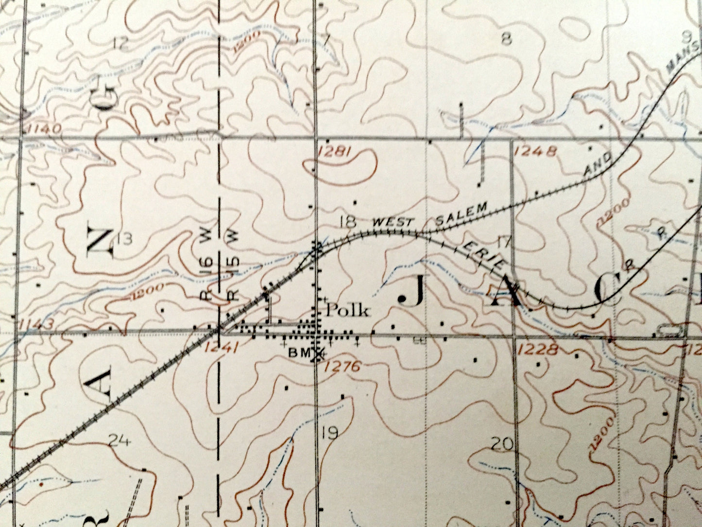 Antique West Salem, Ohio 1908 US Geological Survey Topographic Map - Sullivan, Homer, Harrisville, Orange, Jackson, Congress, Montgomery