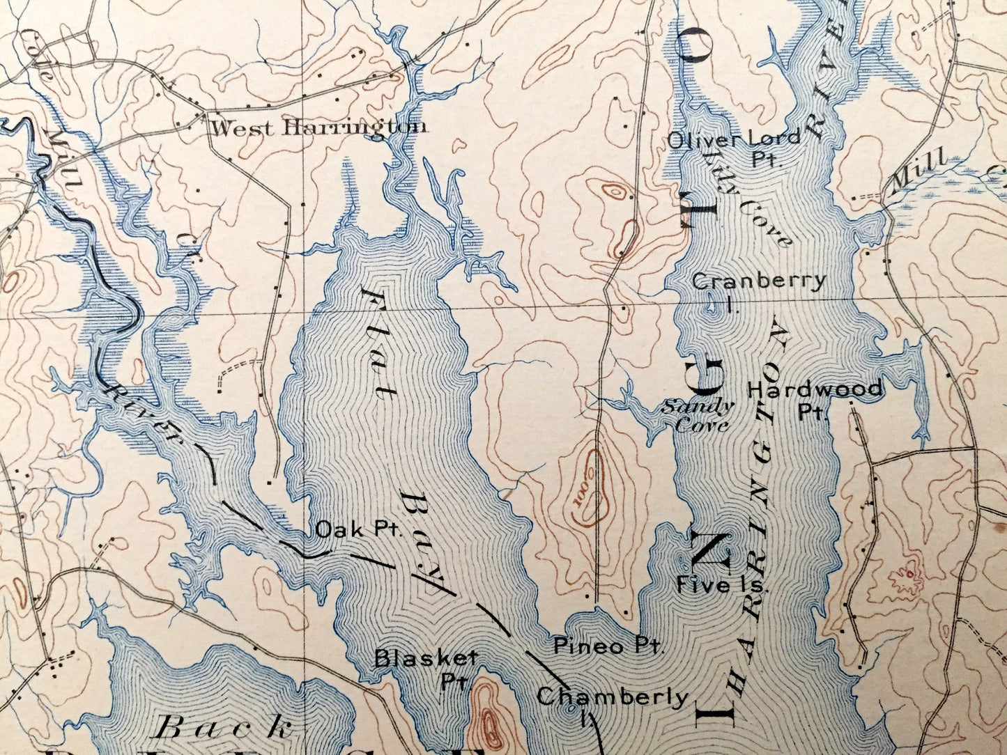 Antique Cherryfield, Maine 1904 US Geological Survey Topographic Map – Steuben, Millbridge, Harrington, Columbia, Addison, Pleasant Bay, ME