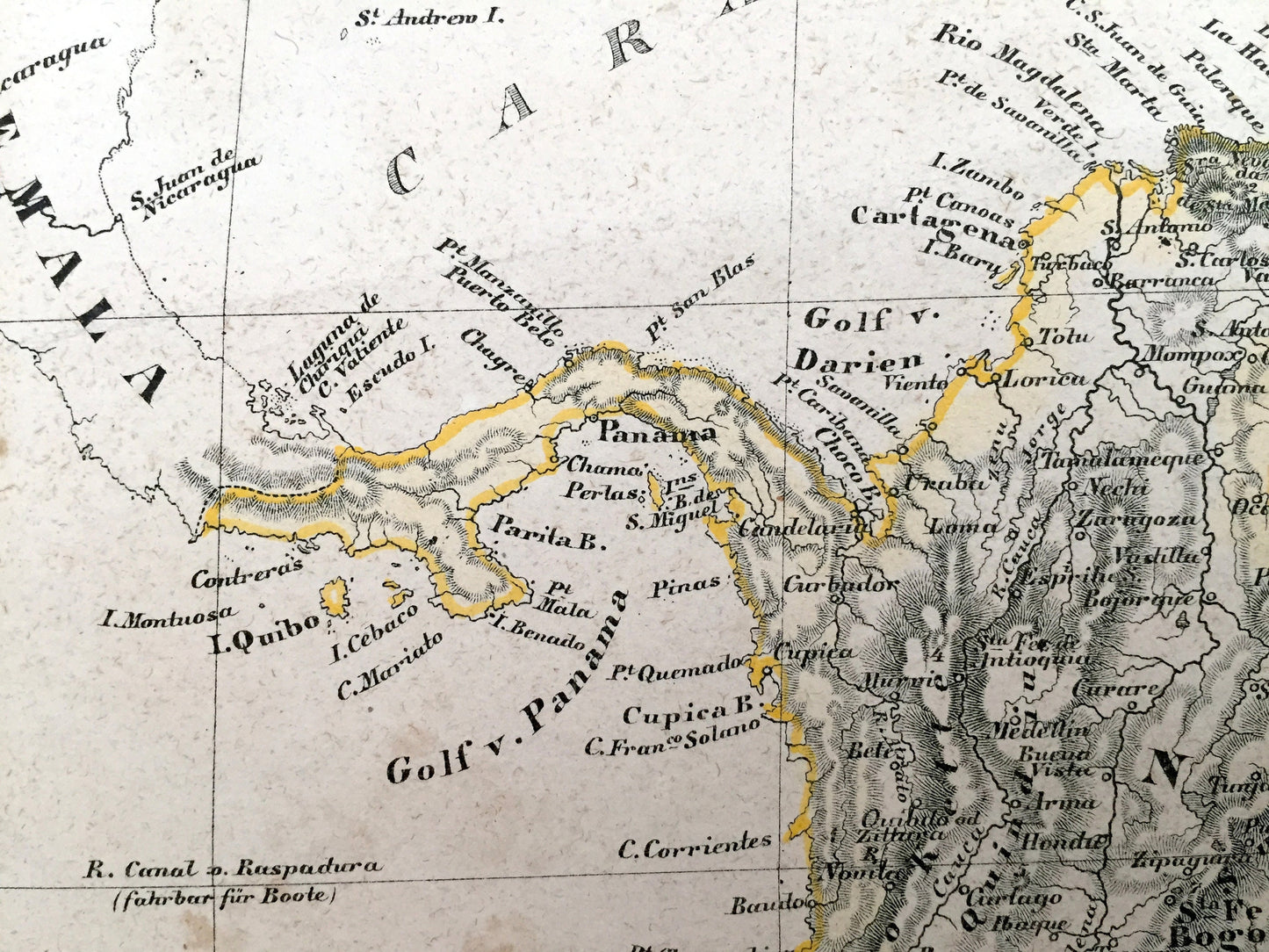 Antique 1855 South America Map from Sohr Berghaus Atlas by Carl Flemming – Süd Amerika, Venezuela, Colombia, Brazil, Peru, Galápagos Islands