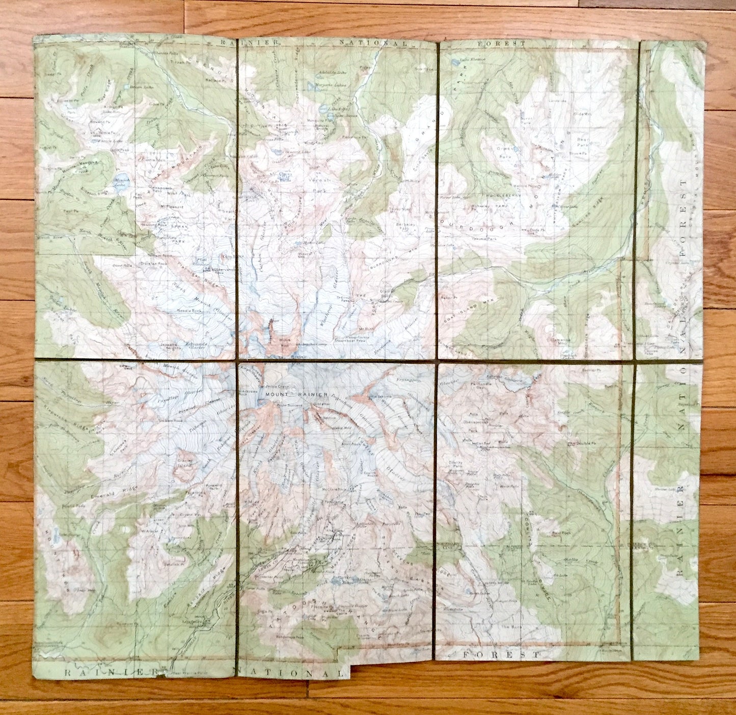 Antique Mt Rainier National Park 1928 US Geological Survey Topographic Map – Pierce County, Cascade Range, Emerald Ridge, Winthrop Mount, WA