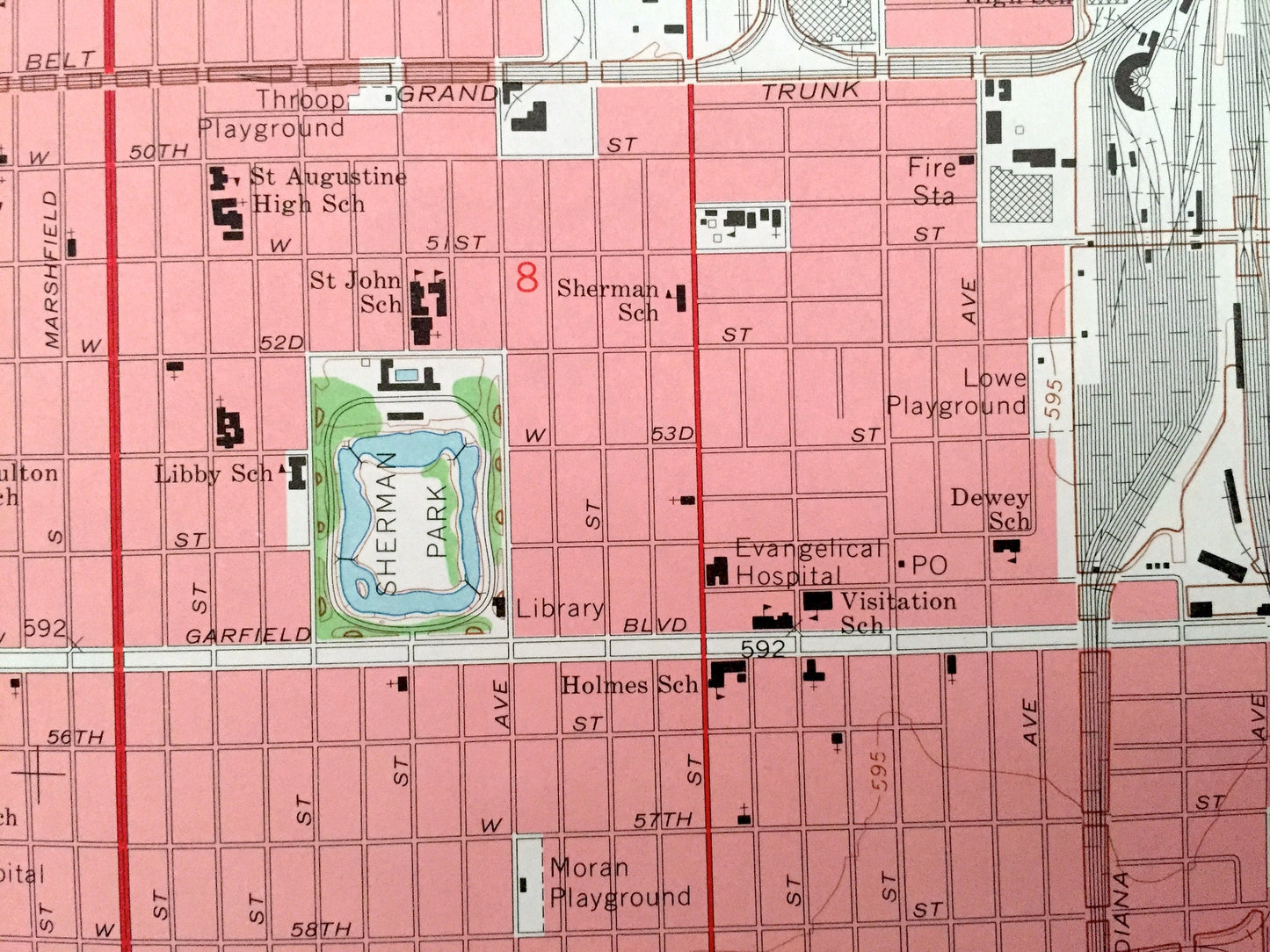 Antique Englewood, Illinois 1963 US Geological Survey Topographic Map – Cook County, Chicago, Bedford Park, Cicero, Stickney, Marquette, IL