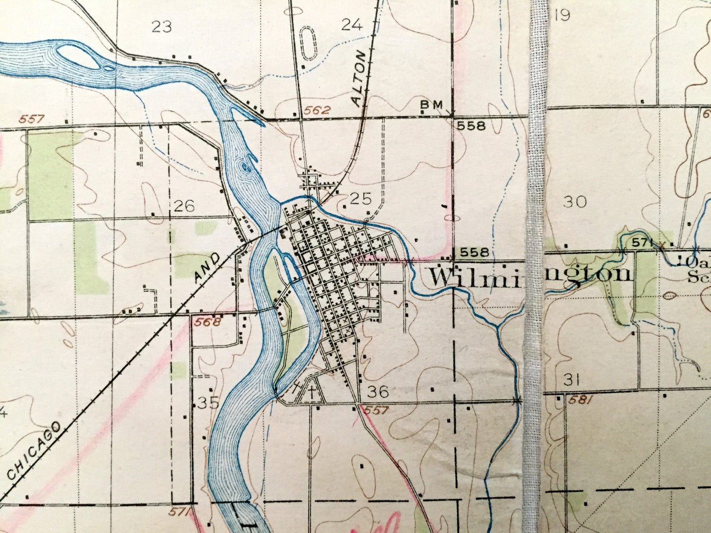 Antique Wilmington, Illinois 1888 US Geological Survey Topographic Map – Florence, Reed, Custer, Wesley, Rockville, Wilton Channahon Troy IL