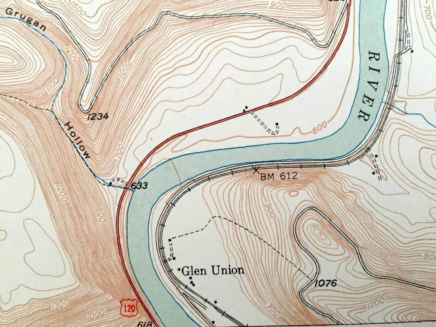 Antique Glen Union, Pennsylvania 1948 US Geological Survey Topographic Map – Chapman, McHenry, Grugan, Colebrook, Gallaher, Ritchie, PA