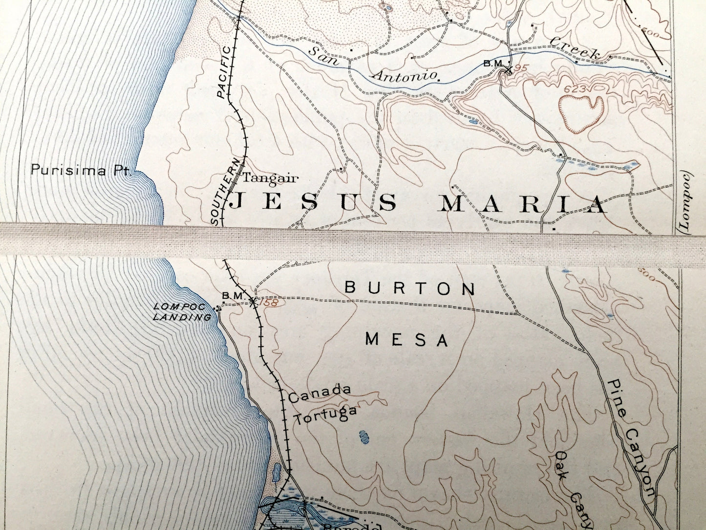 Antique Guadalupe, California 1905 US Geological Survey Topographic Map – Santa Barbara, San Luis Obispo County, Casmalia Surf Concepcion CA
