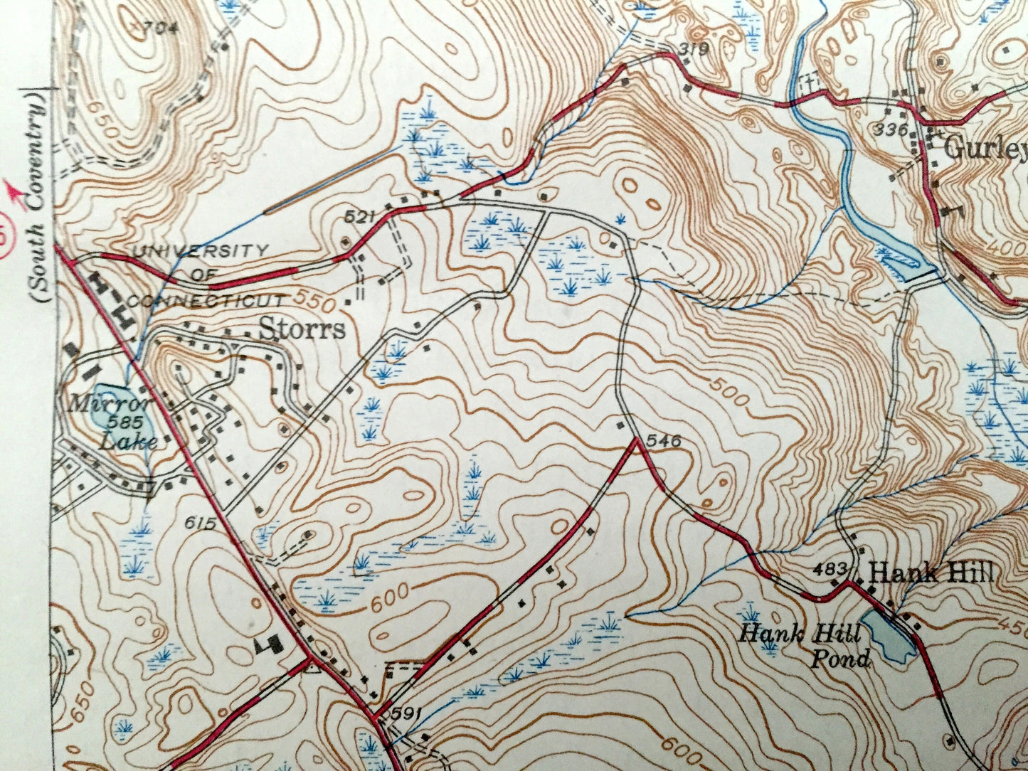 Antique Spring Hill, Connecticut 1945 US Geological Survey Topographic Map – Willington, Ashford, Storrs, Mansfield, Chaplin, University, Ct