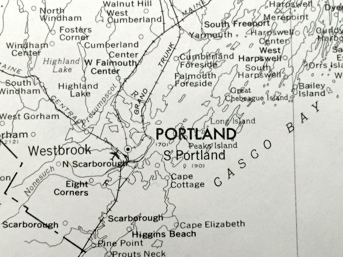 Antique State of Maine 1976 US Geological Survey Map – Portland, Kittery, Bar Harbor, Penobscot, Boothbay, Bath, Moosehead, Sebago Lake, ME