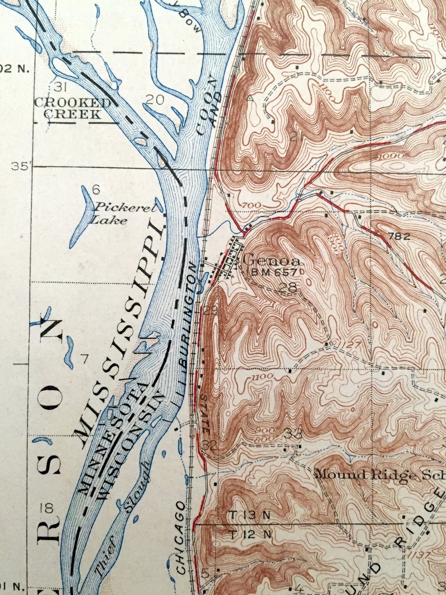 Antique Stoddard, Wisconsin 1926 US Geological Survey Topographic Map – Bergen, Hamburg, Washington, Greenfield, Shelby Harmony Jefferson WI