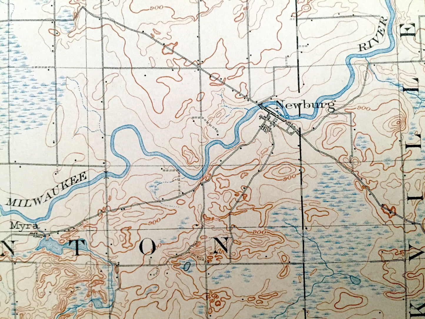 Antique West Bend, Wisconsin 1904 US Geological Survey Topographic Map – Trenton, Barton, Kewaskum, Farmington, Fredonia Saukville Mequon WI