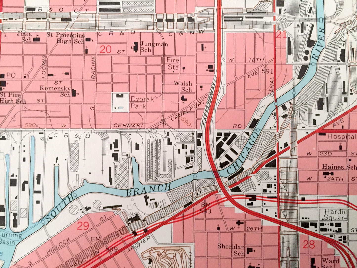 Antique Englewood, Illinois 1963 US Geological Survey Topographic Map – Cook County, Chicago, Bedford Park, Cicero, Stickney, Marquette, IL
