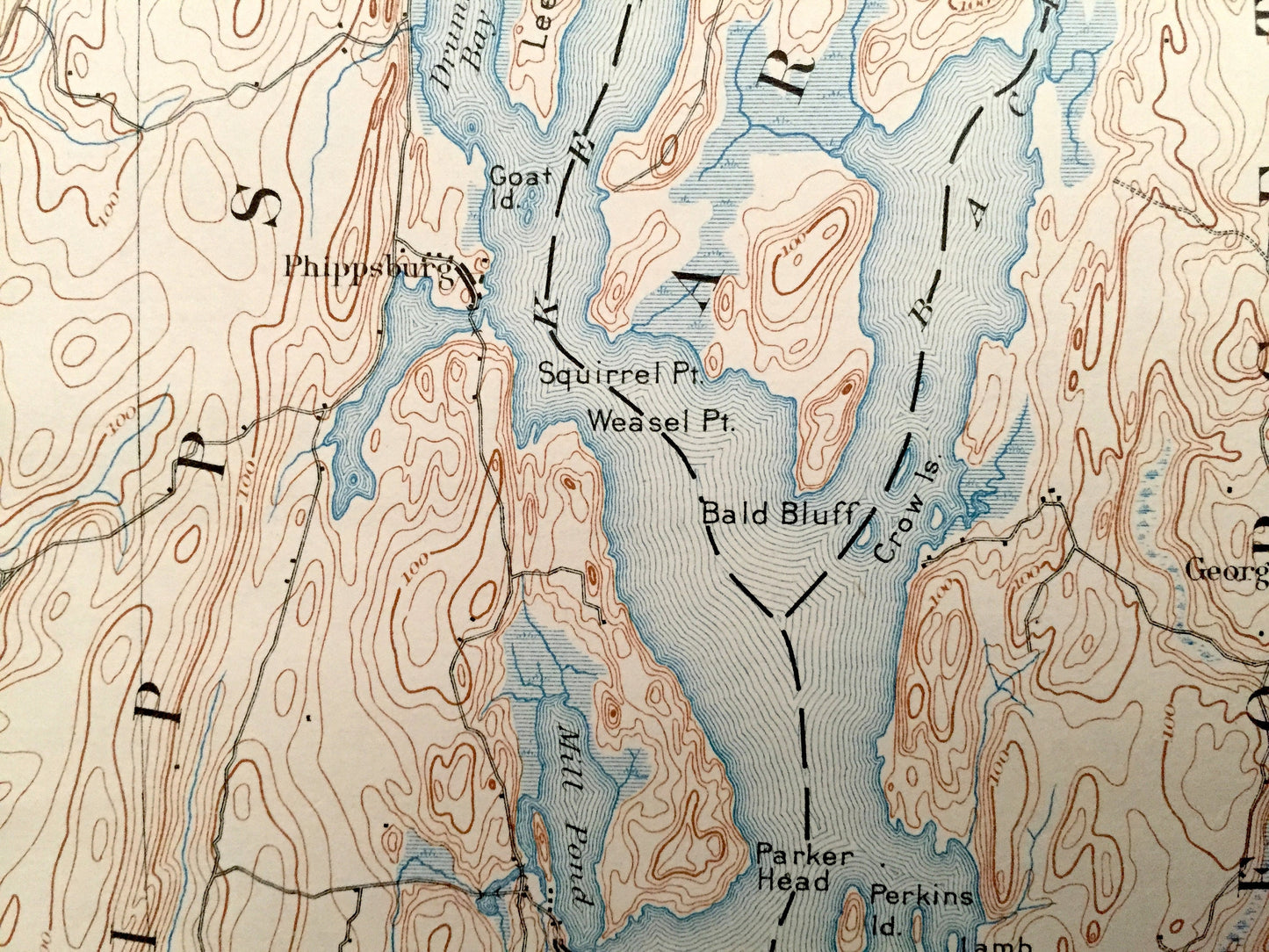 Antique Bath, Maine 1894 US Geological Survey Topographic Map – Brunswick, Topsham, Woolwich, Phippsburg, Harpswell, Georgetown Casco Bay ME