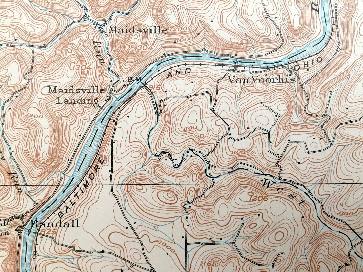 Antique Morgantown, West Virginia 1902 US Geological Survey Topographic Map – Monongalia County, Morgan, Cass, Dunkard, Point Marion, WVU