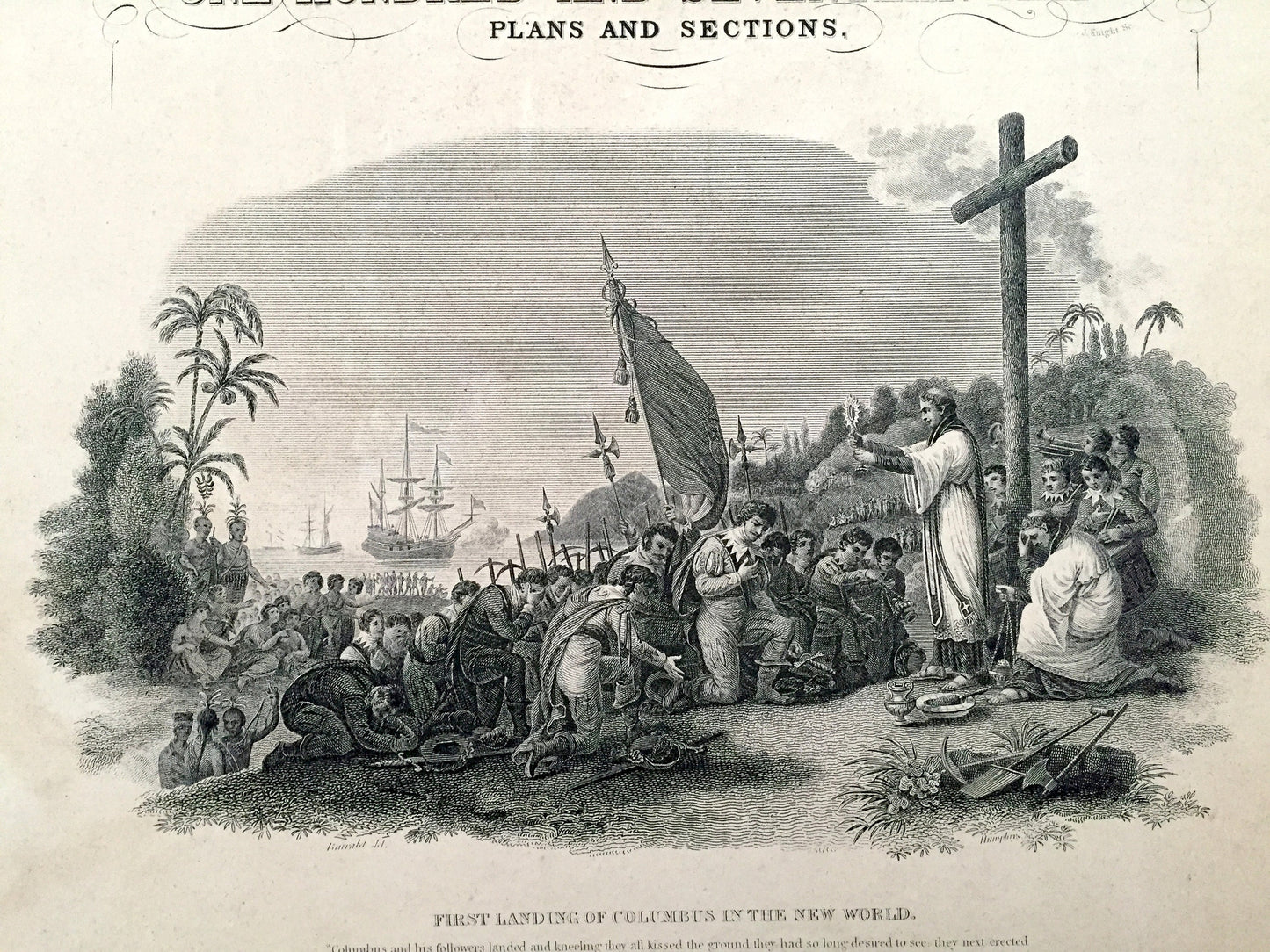 Antique 1847 Title Page from S.A. Mitchell New Universal Atlas – Illustration, Front Matter, Christopher Columbus, New World, United States