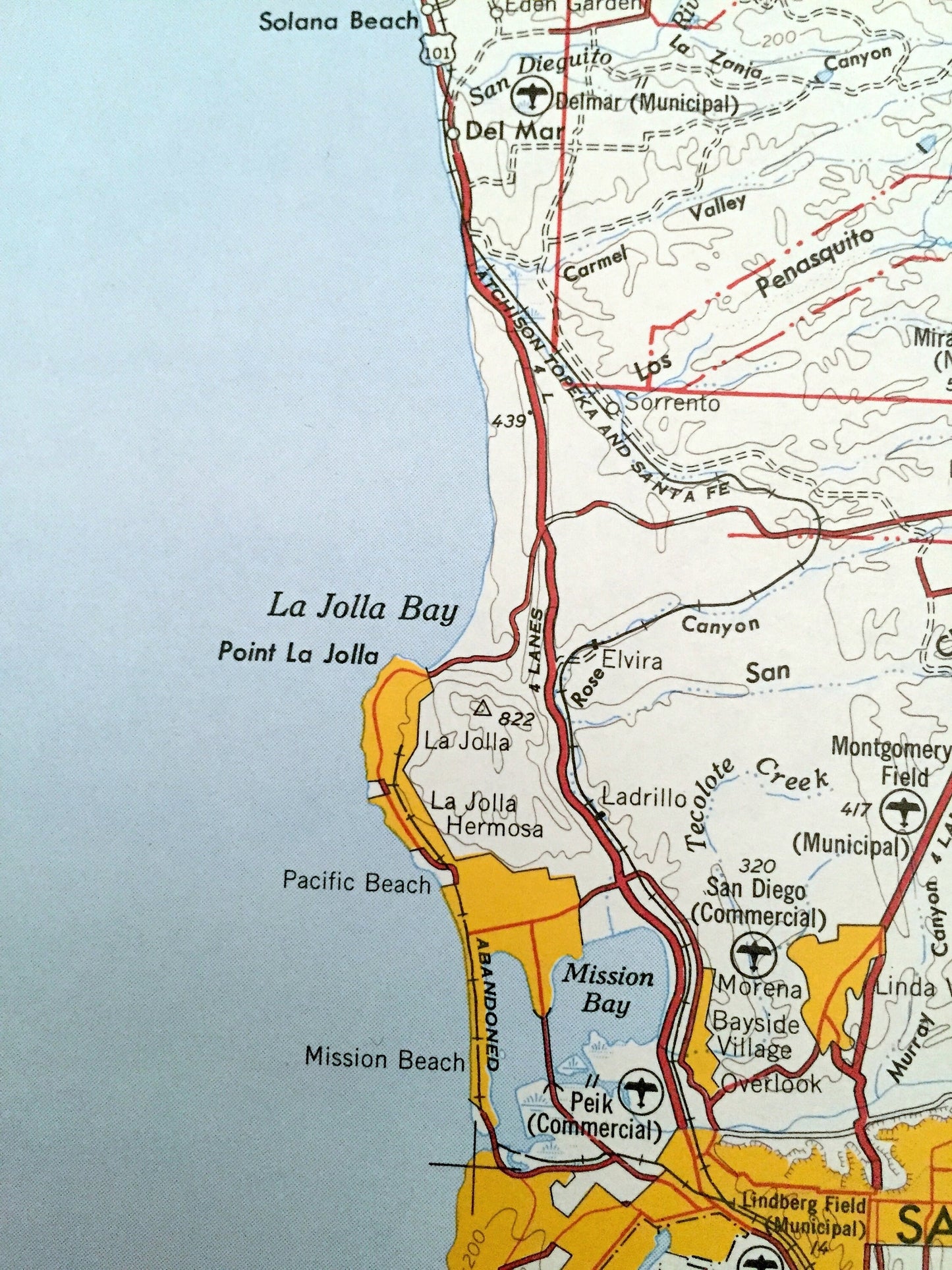 Antique San Diego, California 1950 US Geological Survey Topographic Map – La Jolla Bay, National City, Chula Vista, La Mesa, Tijuana, Mexico