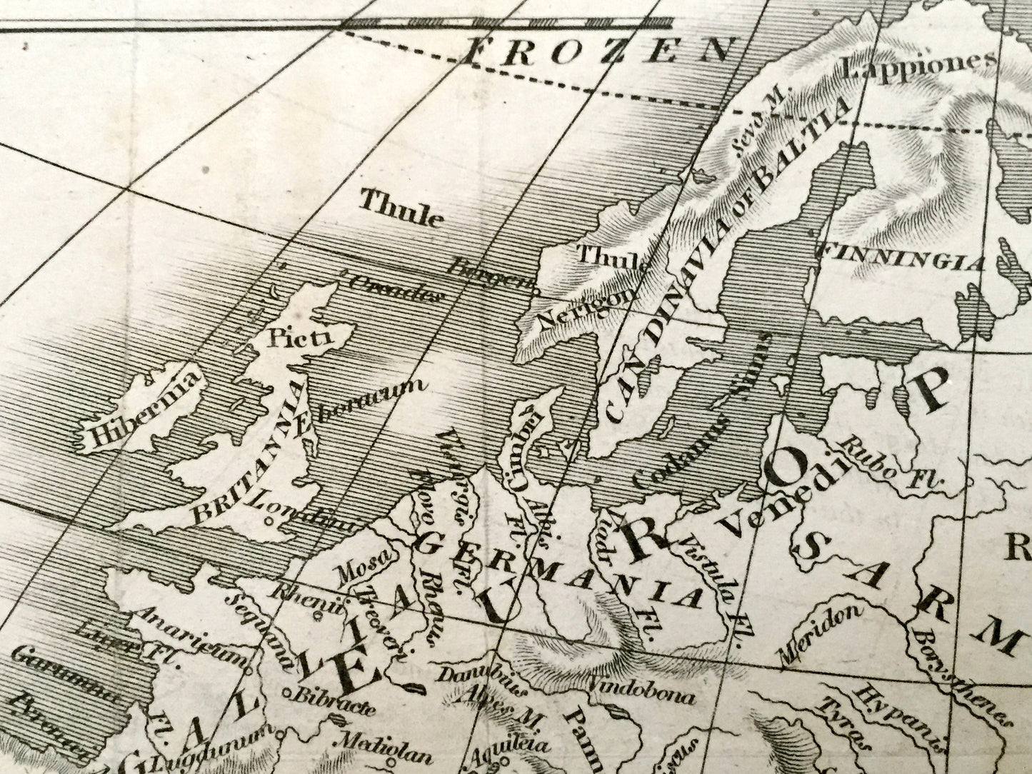 Antique 1808 World As Known to the Ancients Map by D'Anville from Rollins' Ancient History – Turkey Syria Greece Africa Europe Asia Italy